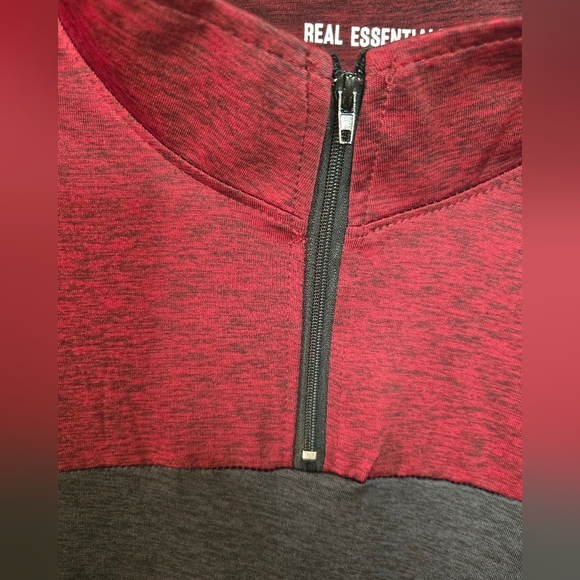 Real Essentials Maroon and Charcoal Quarter-Zip Top Sz XL - Picture 2 of 6